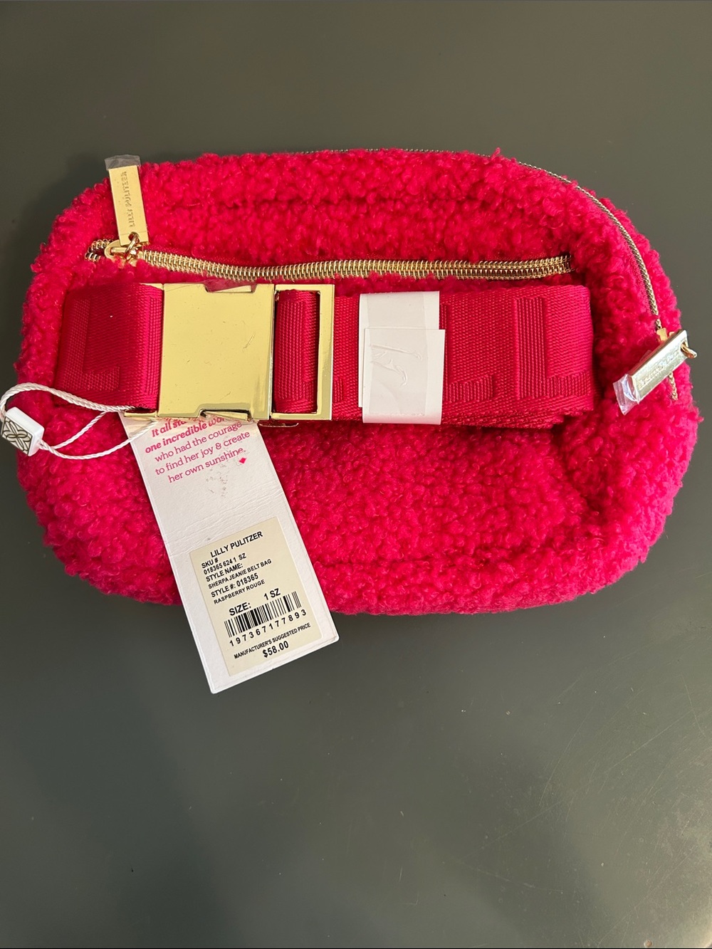 Lilly Pulitzer NWT Pink Sherpa Cross body / waist bag. - Picture 2 of 8